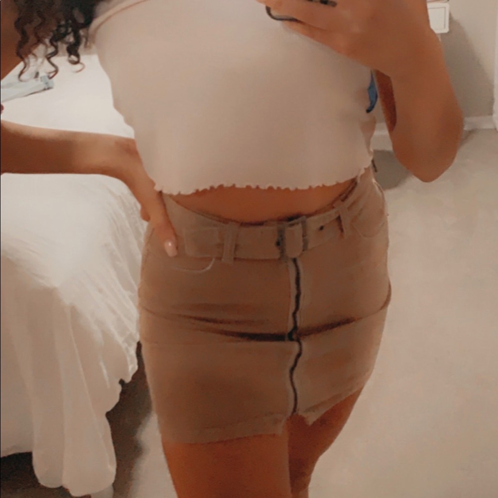 Tan corduroy mini skirt